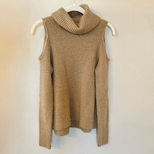 Primp Women’s Ribbed Turtleneck Off-the-Shoulder Sweater